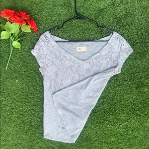 Hollister Gray Short Sleeve V-Neck